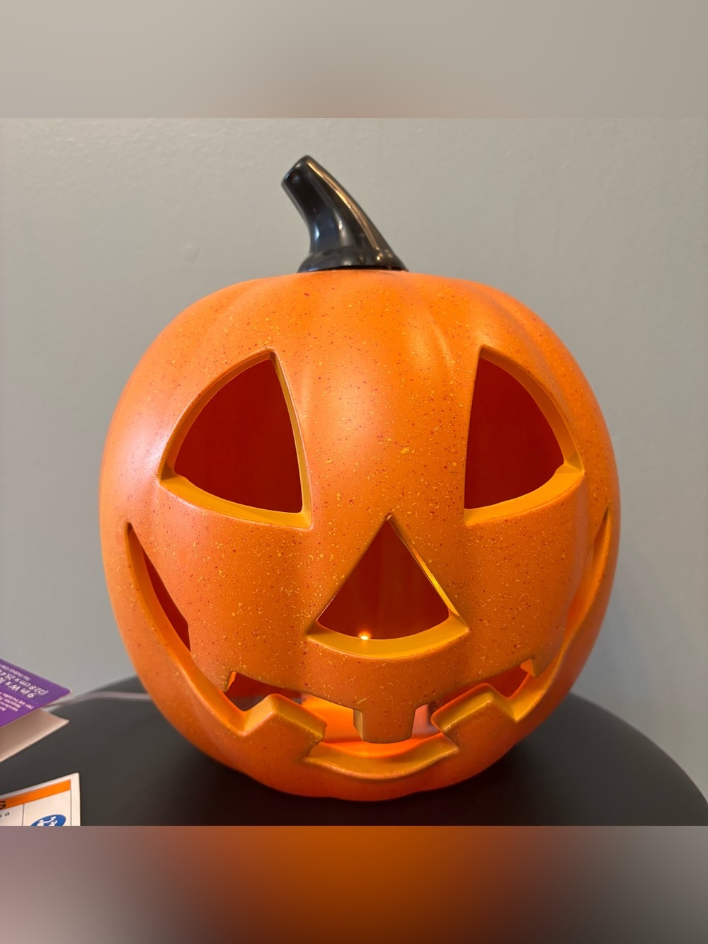 Holiday Home LED Flickering Jack-O-Lantern 9” Blow Mold Pumpkin, Orange - New